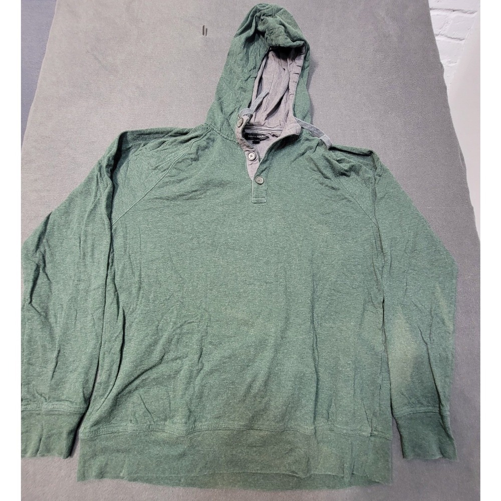 Banana Republic Hooded Henley‎ Mens XL Pullover Heathered Green Lightweight